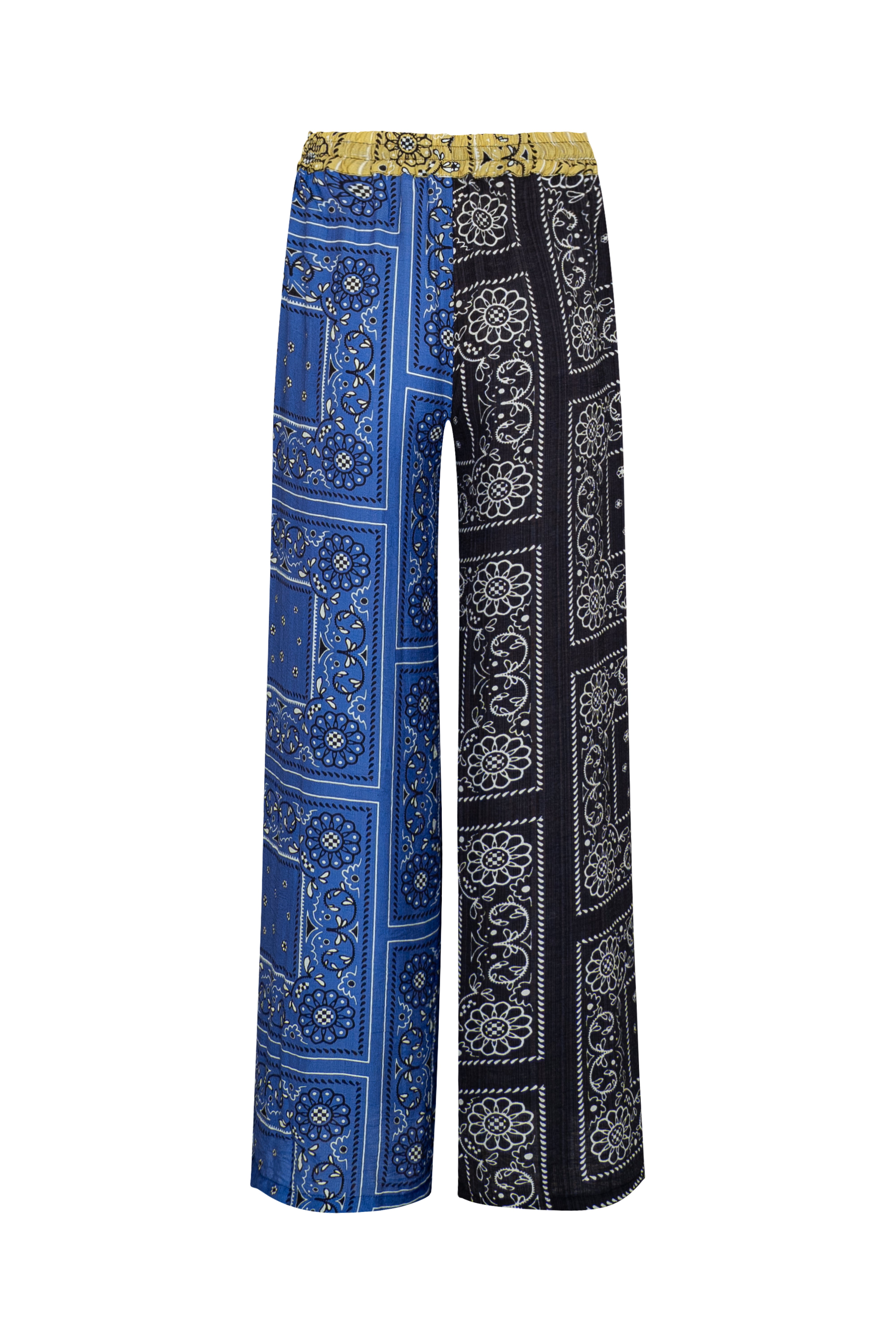 PATCHWORK SALLY ELASTIC DRAWSTRING PANTS - PATCHWORK BANDANA STATE BLUE/BLACK/LIME