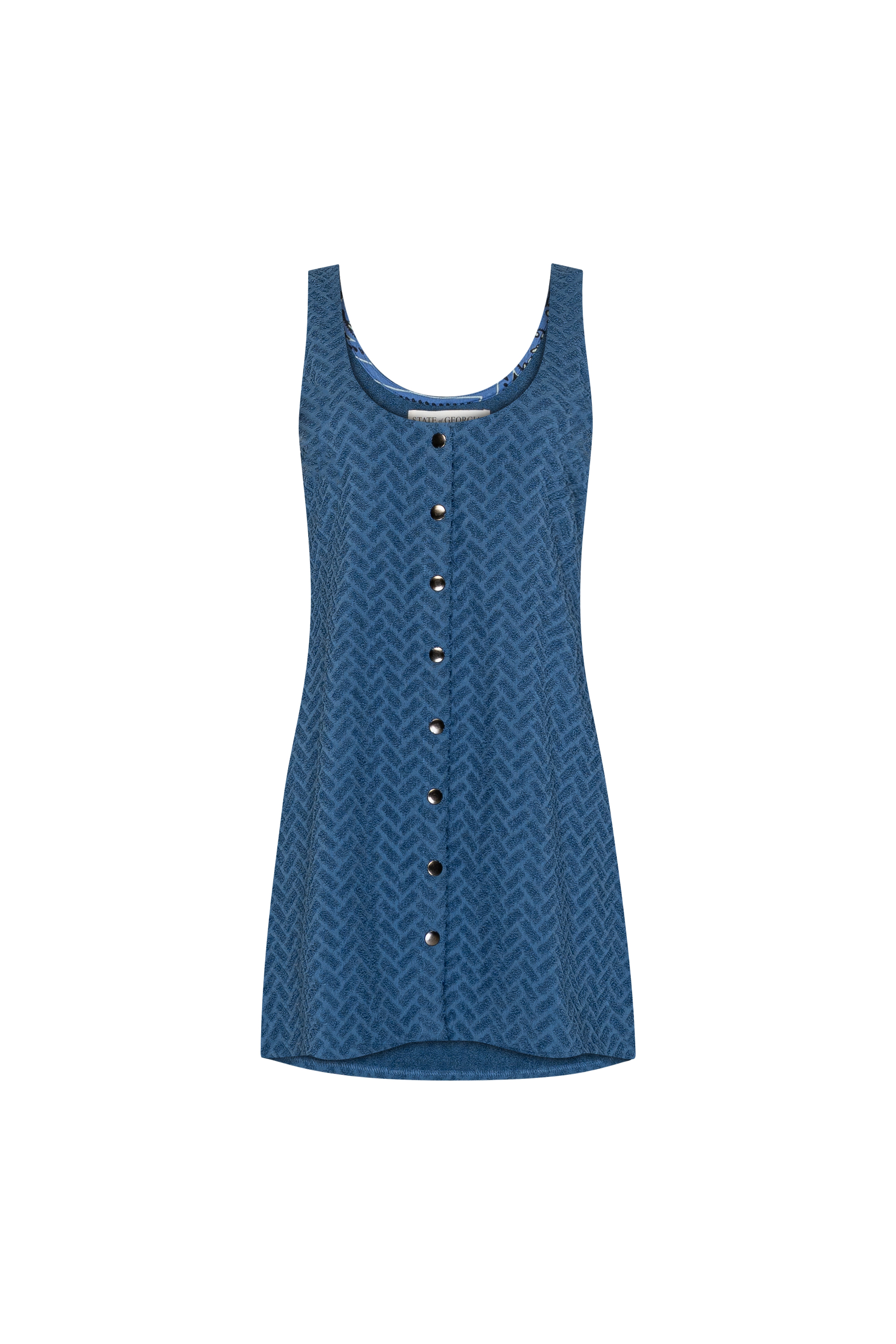 TERRINGBONE SINGLET DRESS - CLOUD BLUE