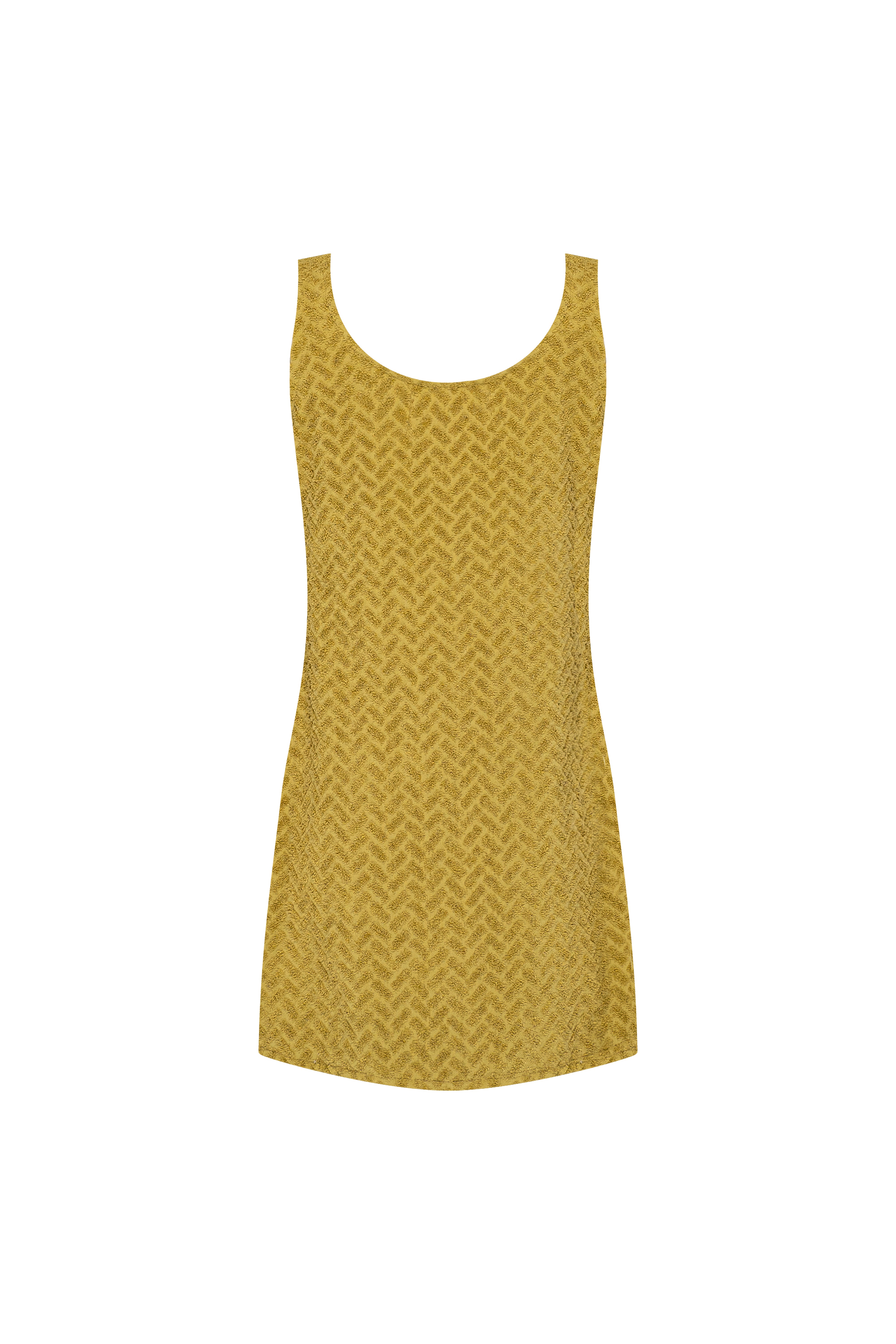 TERRINGBONE SINGLET DRESS - PEAR GREEN