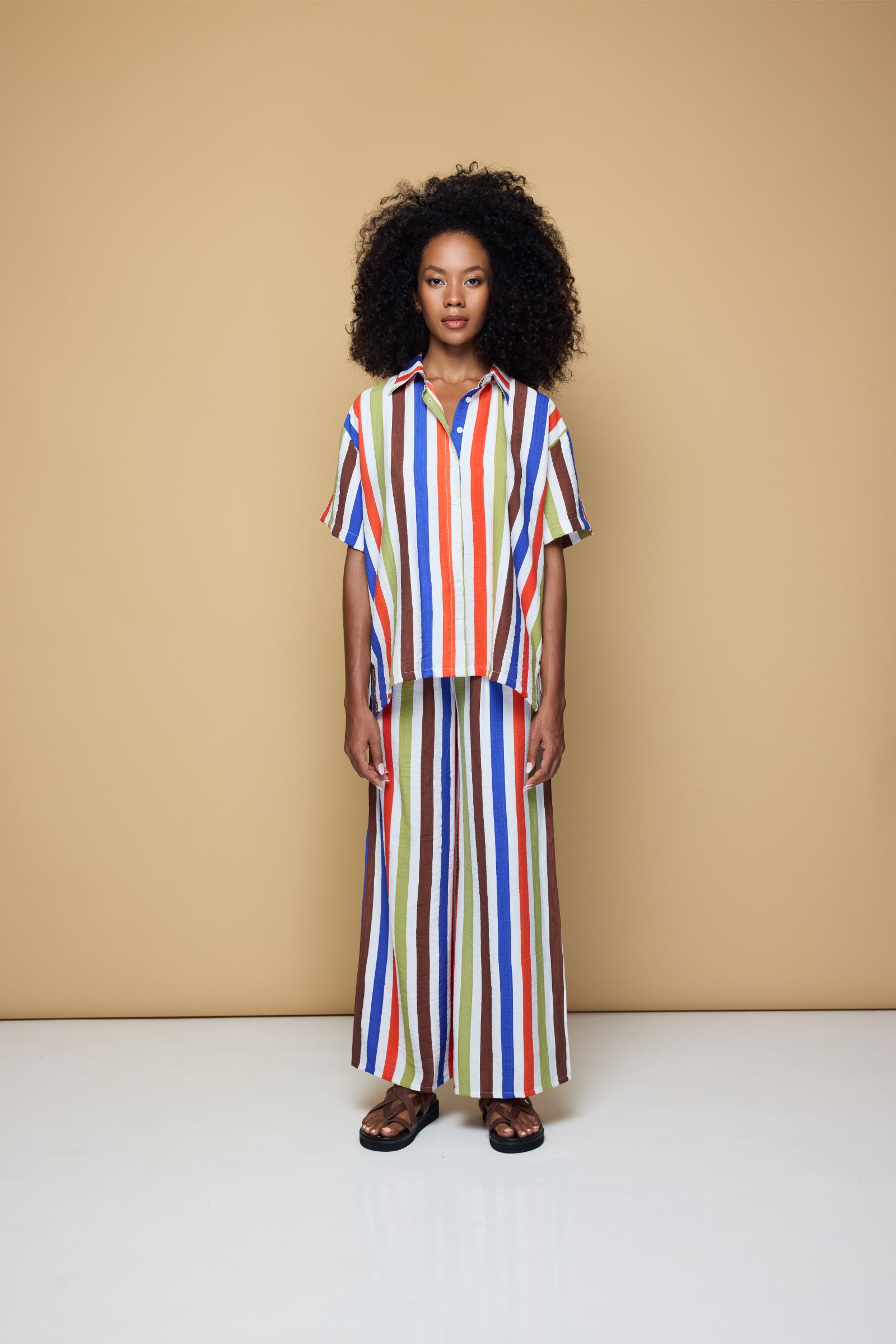 COOLIO STRIPE ELASTIC DRAWSTRING PANTS - COOLIO STRIPE