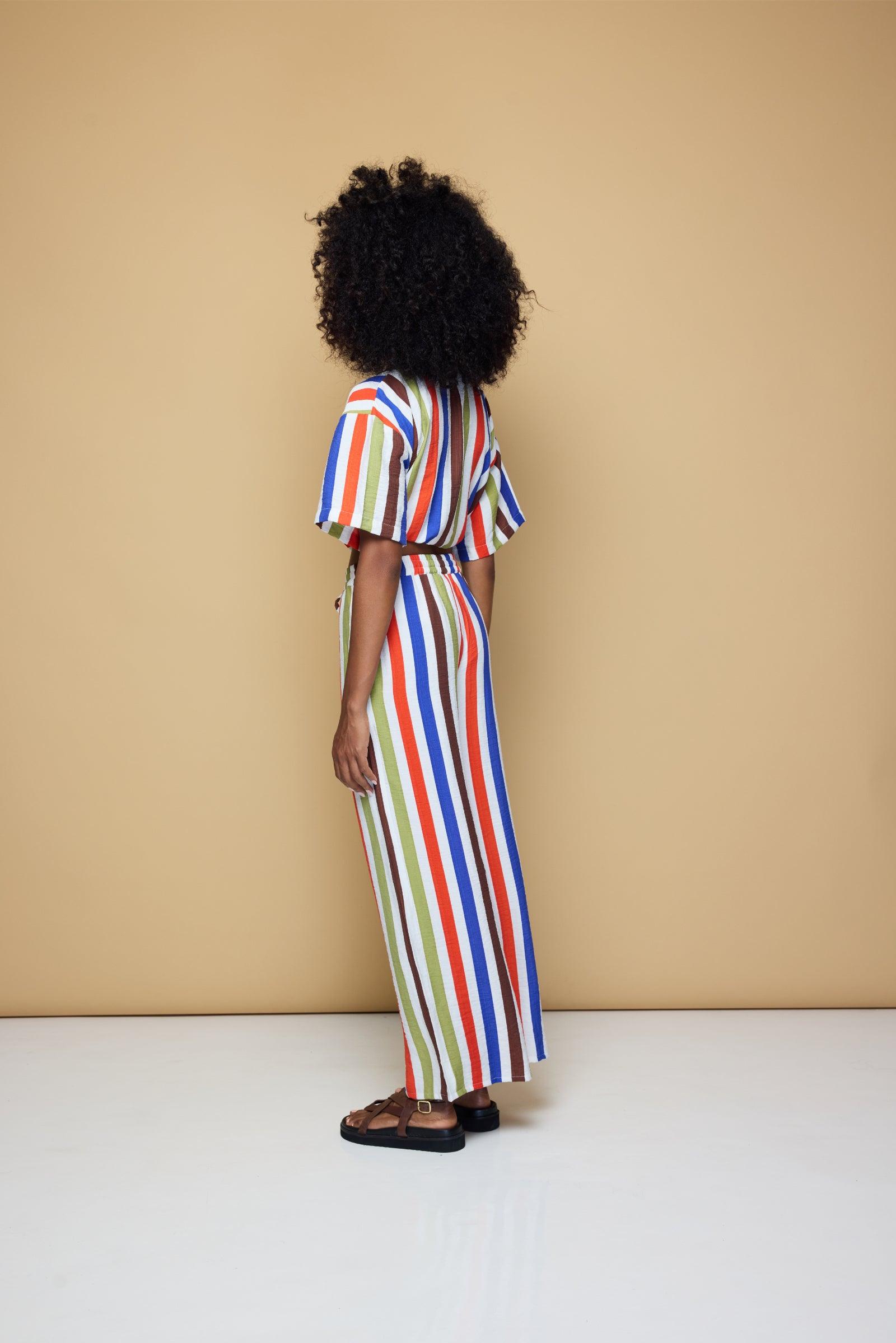 COOLIO STRIPE ELASTIC DRAWSTRING PANTS - COOLIO STRIPE