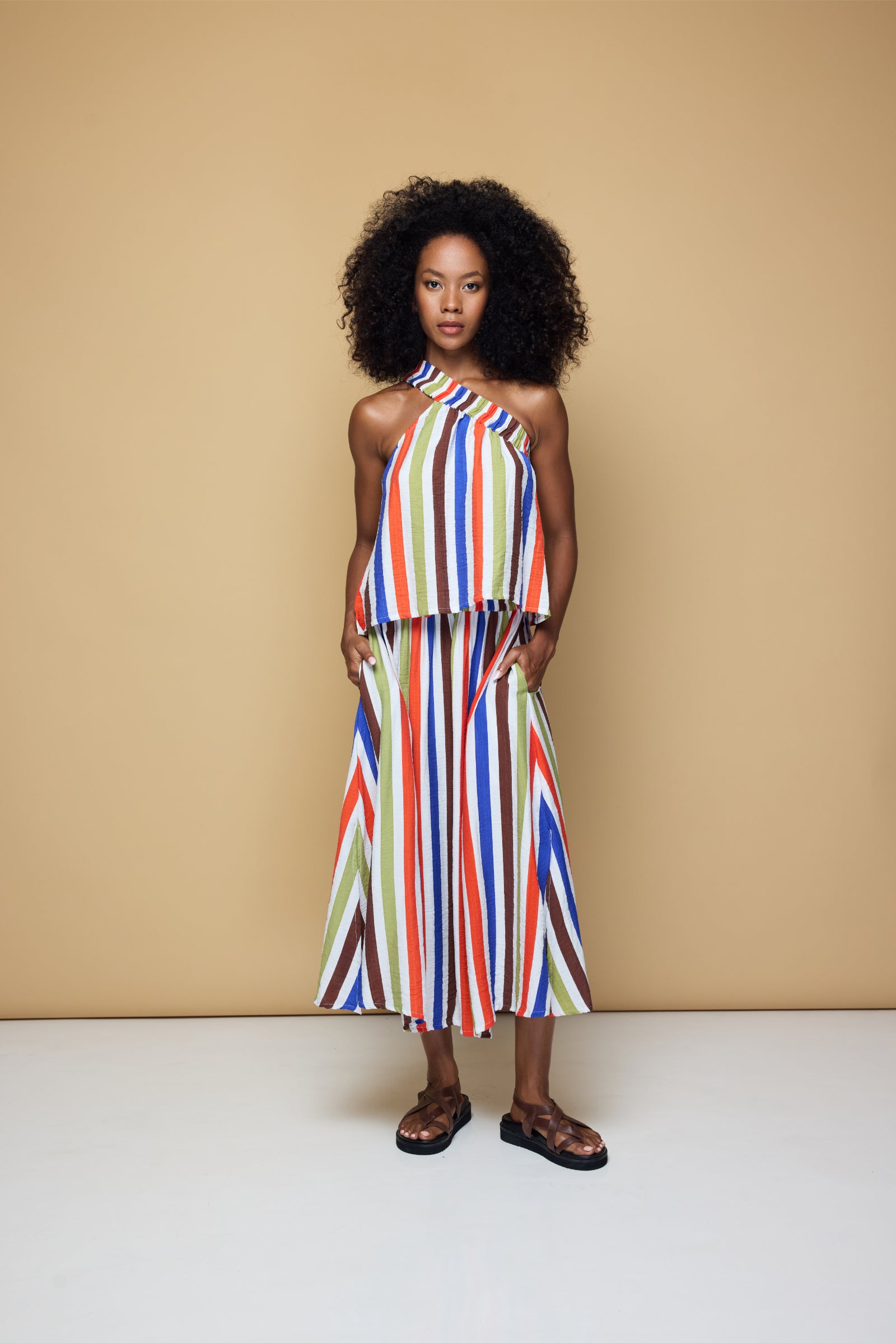 THE SUNNY SIDE UP ELASTIC CROP TOP 2.0 - COOLIO STRIPE