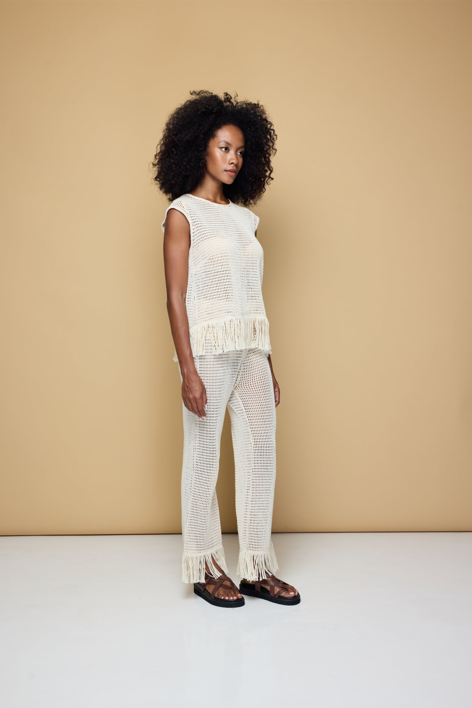 THE ERIKA KNITTED PULL ON PANTS - SOFT LATTE CREAM