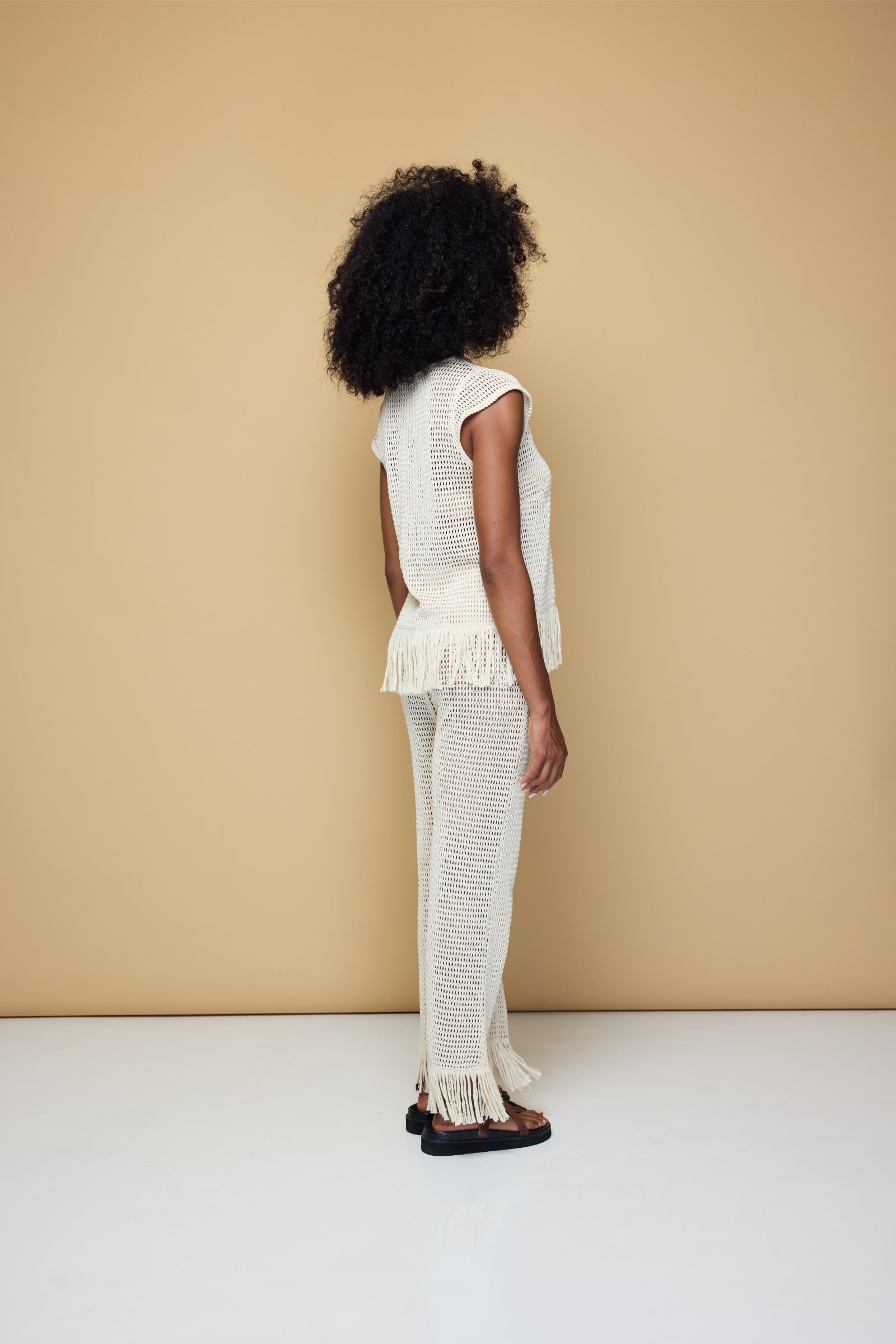THE ERIKA KNITTED PULL ON PANTS - SOFT LATTE CREAM