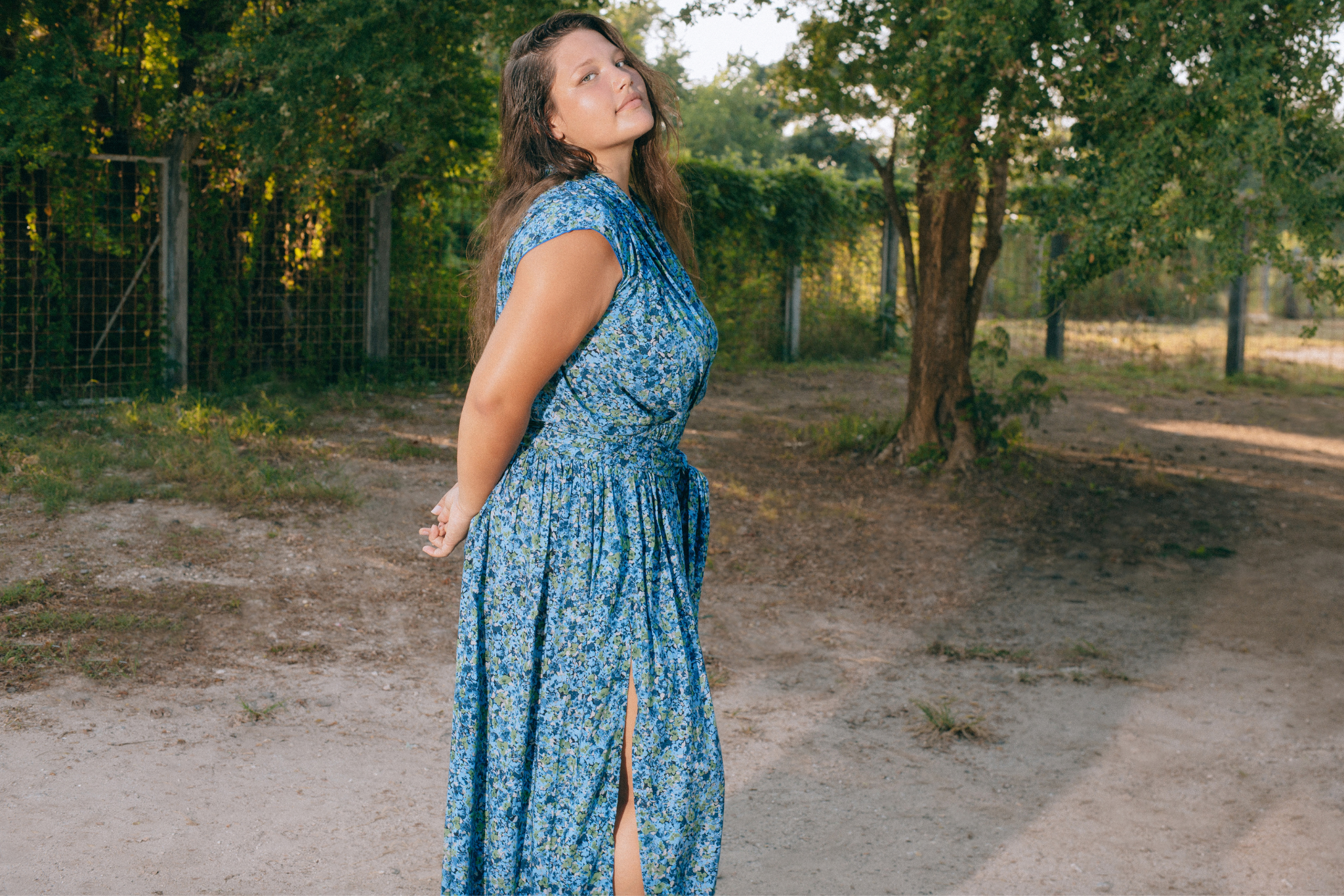 THE POINT DRESS - FLORAL EXPLOSION BLUE