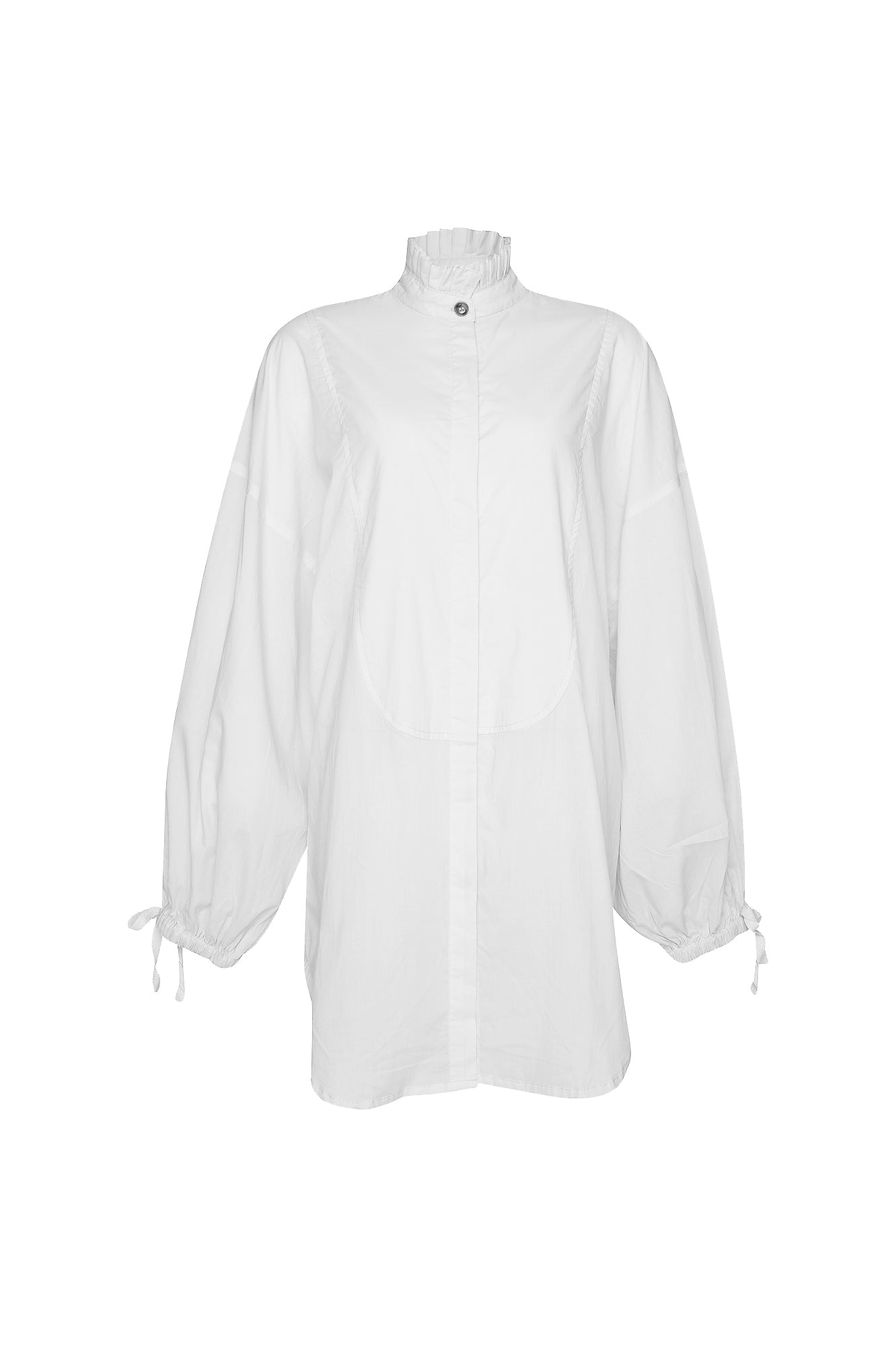 THE TUXEDO SHIRT/DRESS - GHOST WHITE