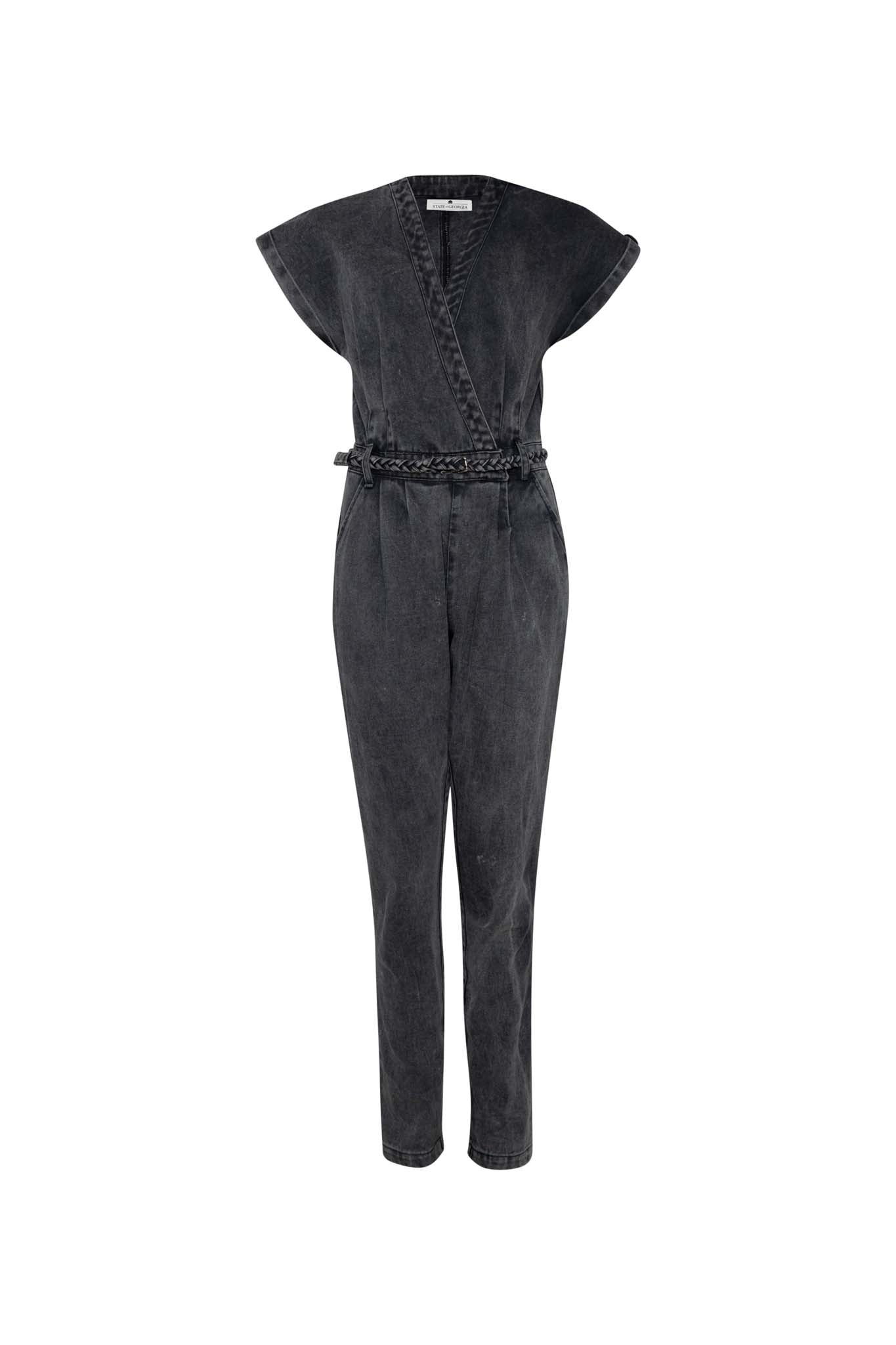 JANE SAYS STONE WASHED JUMPSUIT - BLACK