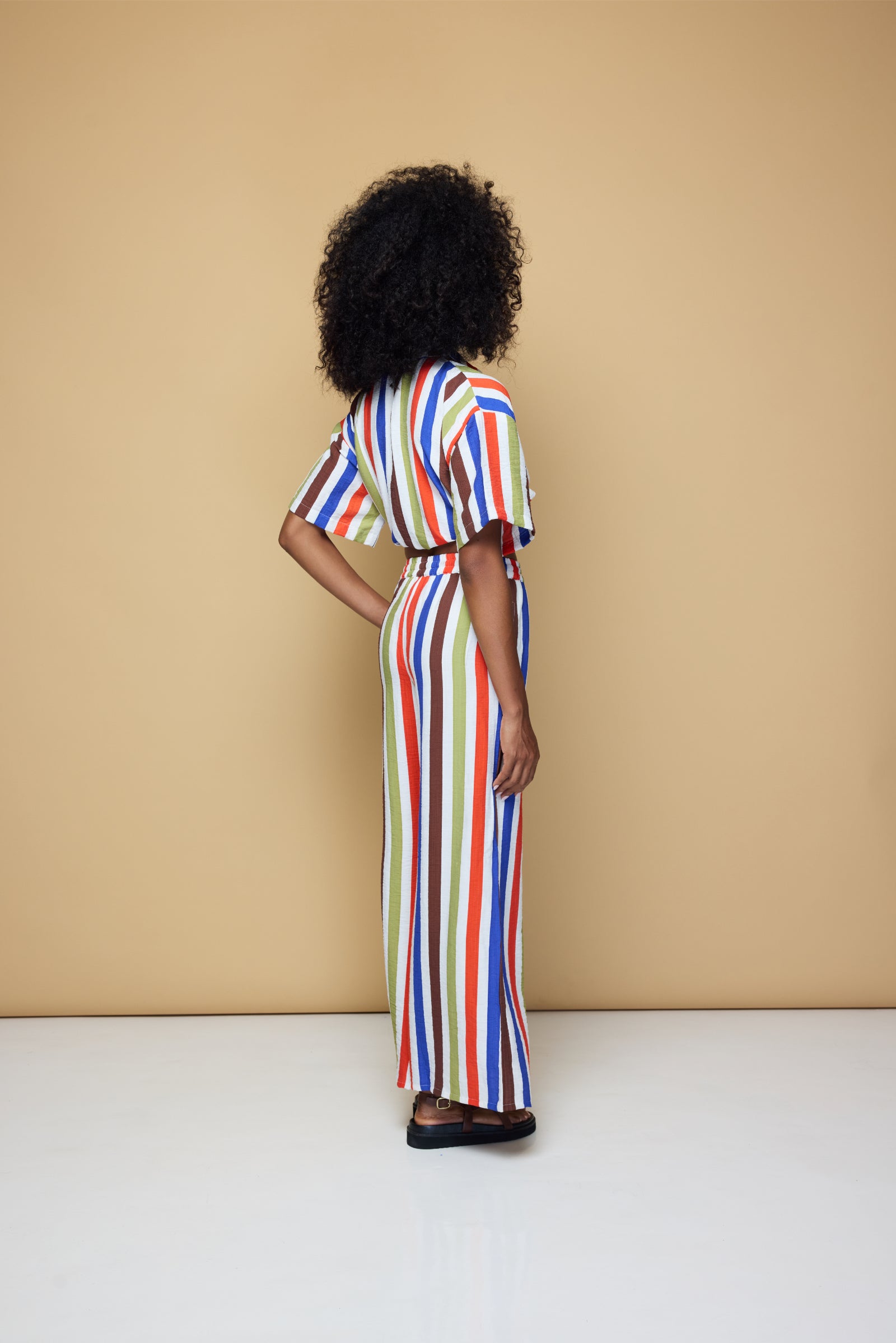 COOLIO STRIPE ELASTIC DRAWSTRING PANTS  - COOLIO STRIPE